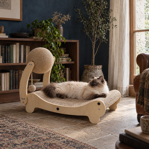Ashdown Raised Cat Scratcher Lounge for Indoor Cats with Sisal Base – in a British home | The Fernby