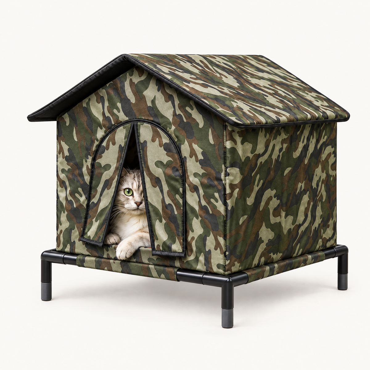 Norbury Foldable Outdoor Cat House for Gardens with Sloped Roof – studio hero | The Fernby