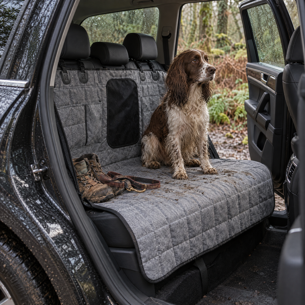 Thistle Waterproof Dog Car Seat Cover for Back Seat Trips with Straps – in a British home | The Fernby