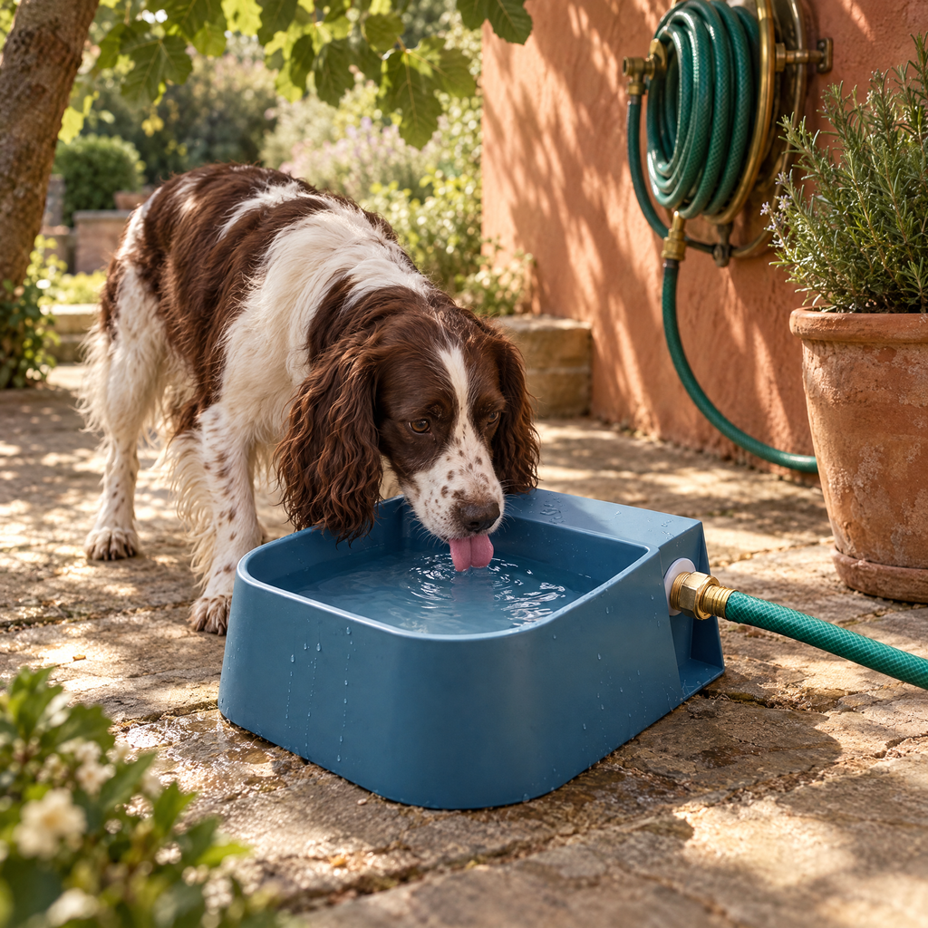 Lynmouth Automatic Dog Water Bowl for Garden Days with Float Valve – in a British home | The Fernby