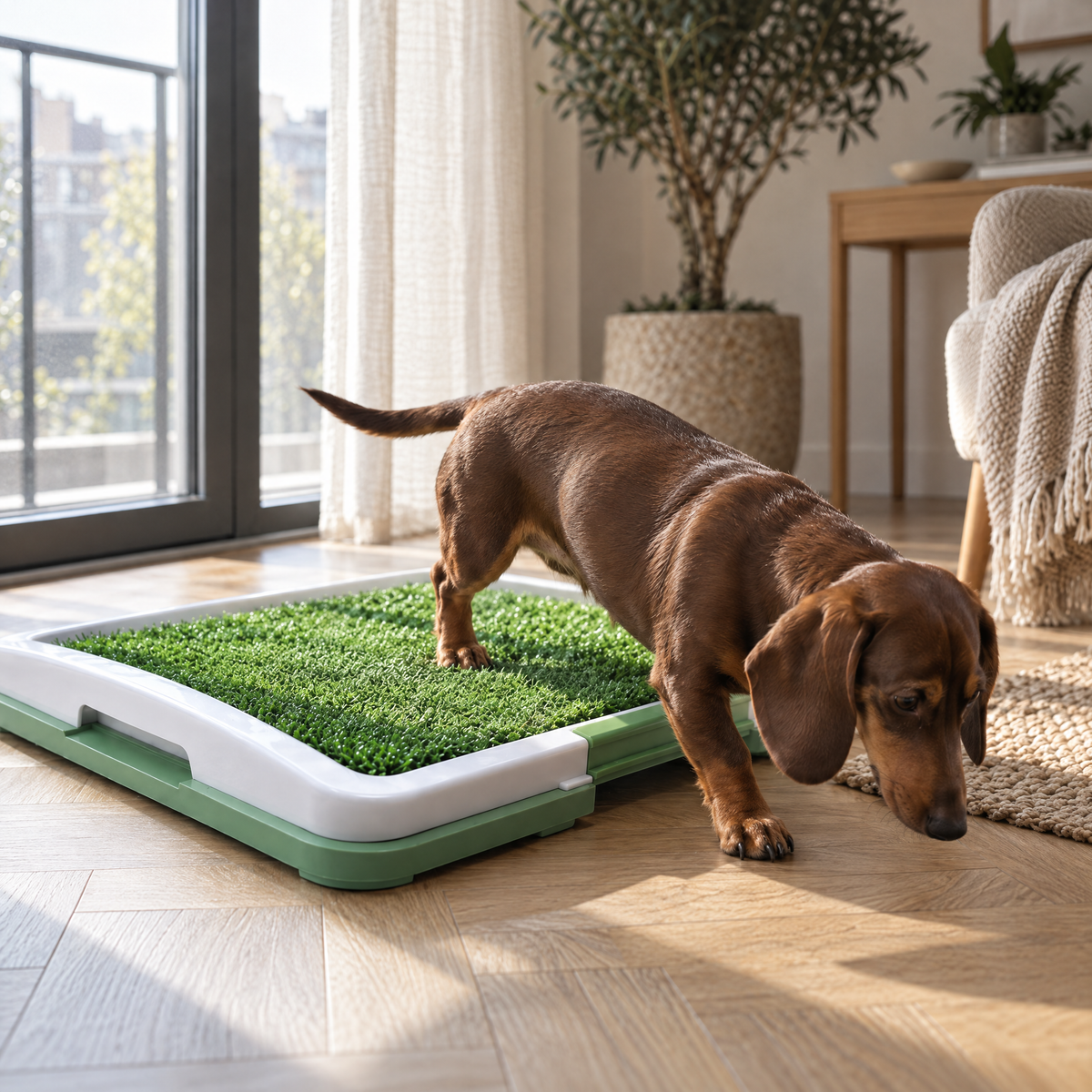 Fallow Washable Indoor Dog Toilet for Puppies with Drainage Tray – close detail | The Fernby