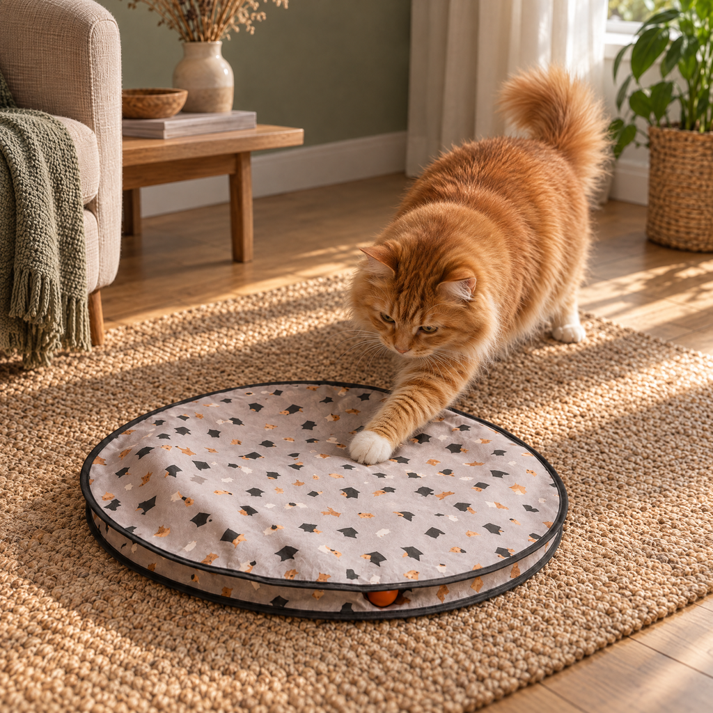 Wensley Interactive Cat Ball for Indoor Cats with Hide and Seek Play – room view | The Fernby