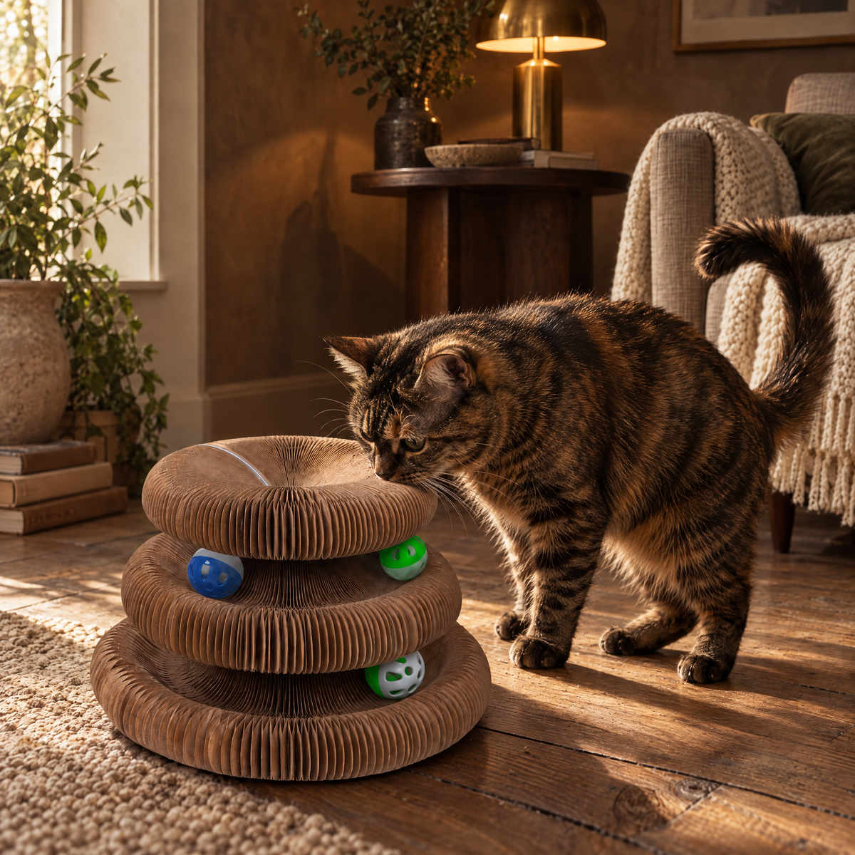 Bewick Foldable Cat Scratcher Pad for Indoor Cats with Compact Fold – close detail | The Fernby