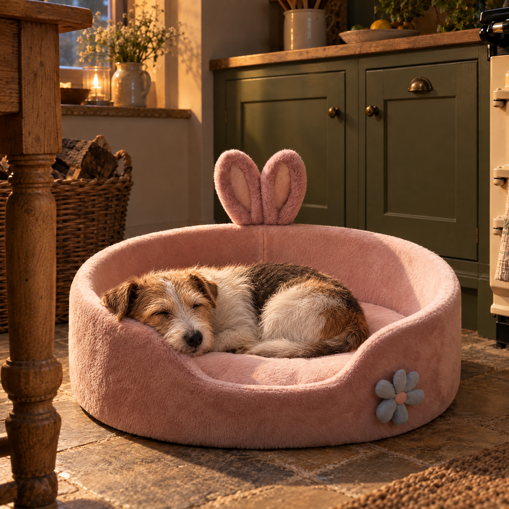 Orwell Warm Fleece Pet Bed for Cats and Small Dogs with Deep Filling – close detail | The Fernby