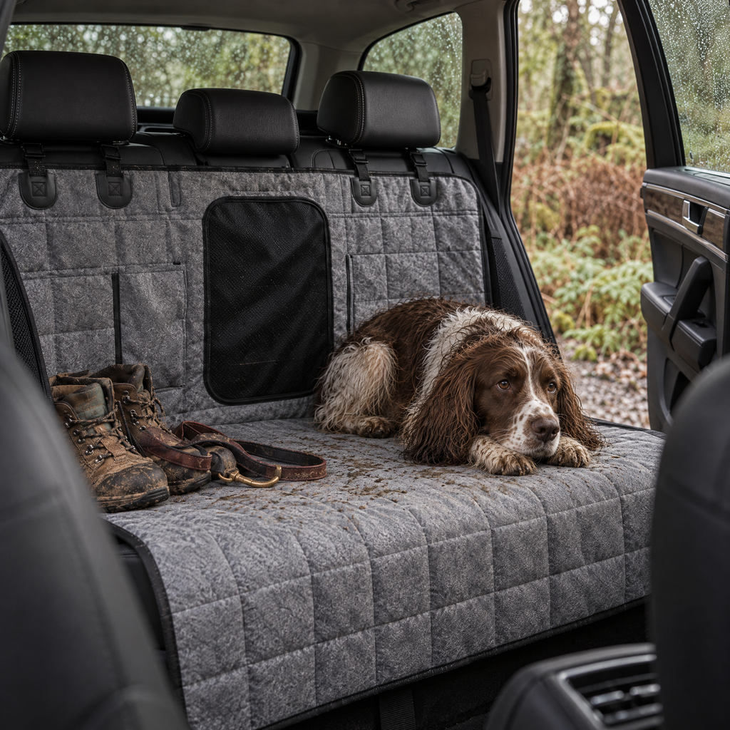 Thistle Waterproof Dog Car Seat Cover for Back Seat Trips with Straps – room view | The Fernby