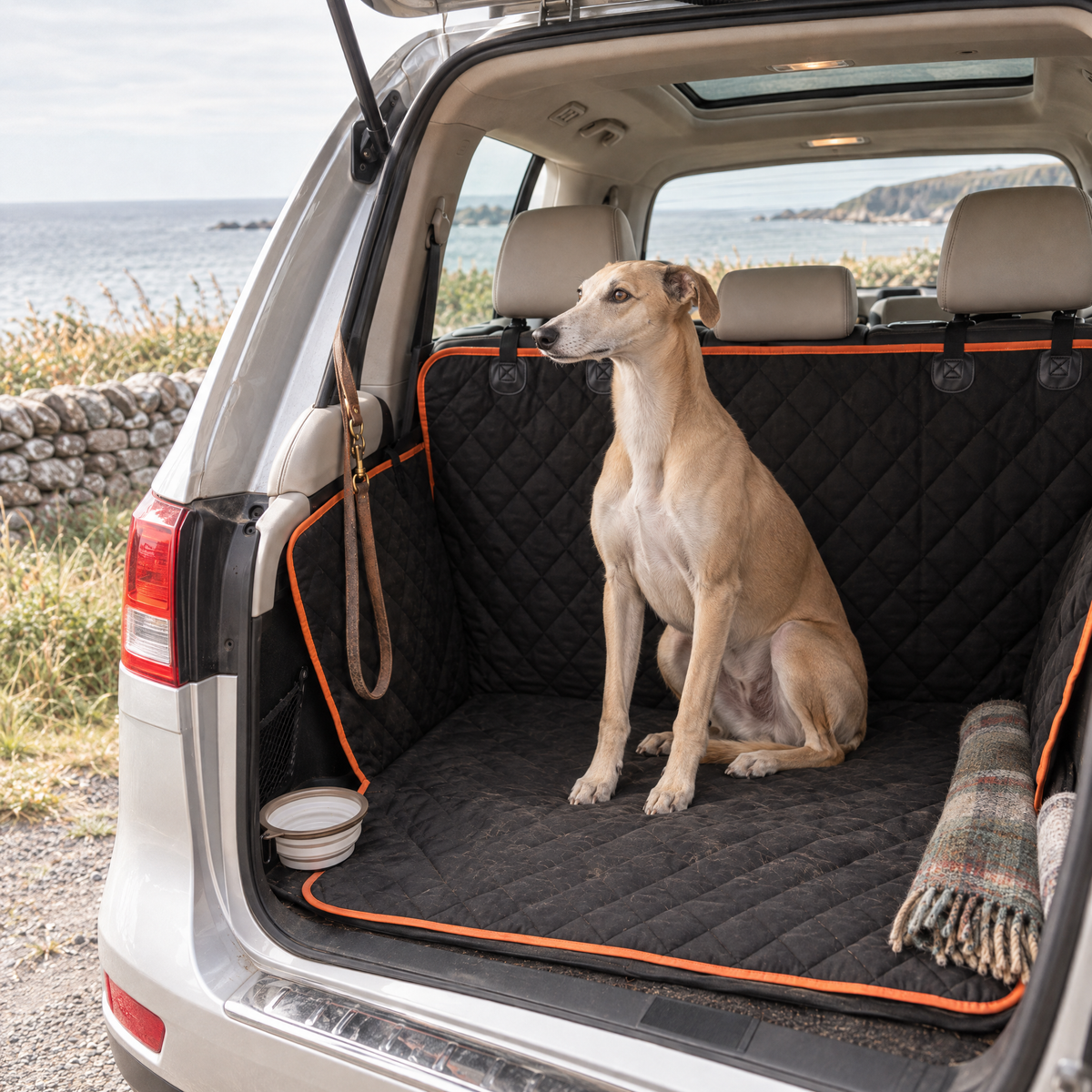 Jura Quilted Dog Car Seat Cover for Rear Seats with Seat Anchors – room view | The Fernby