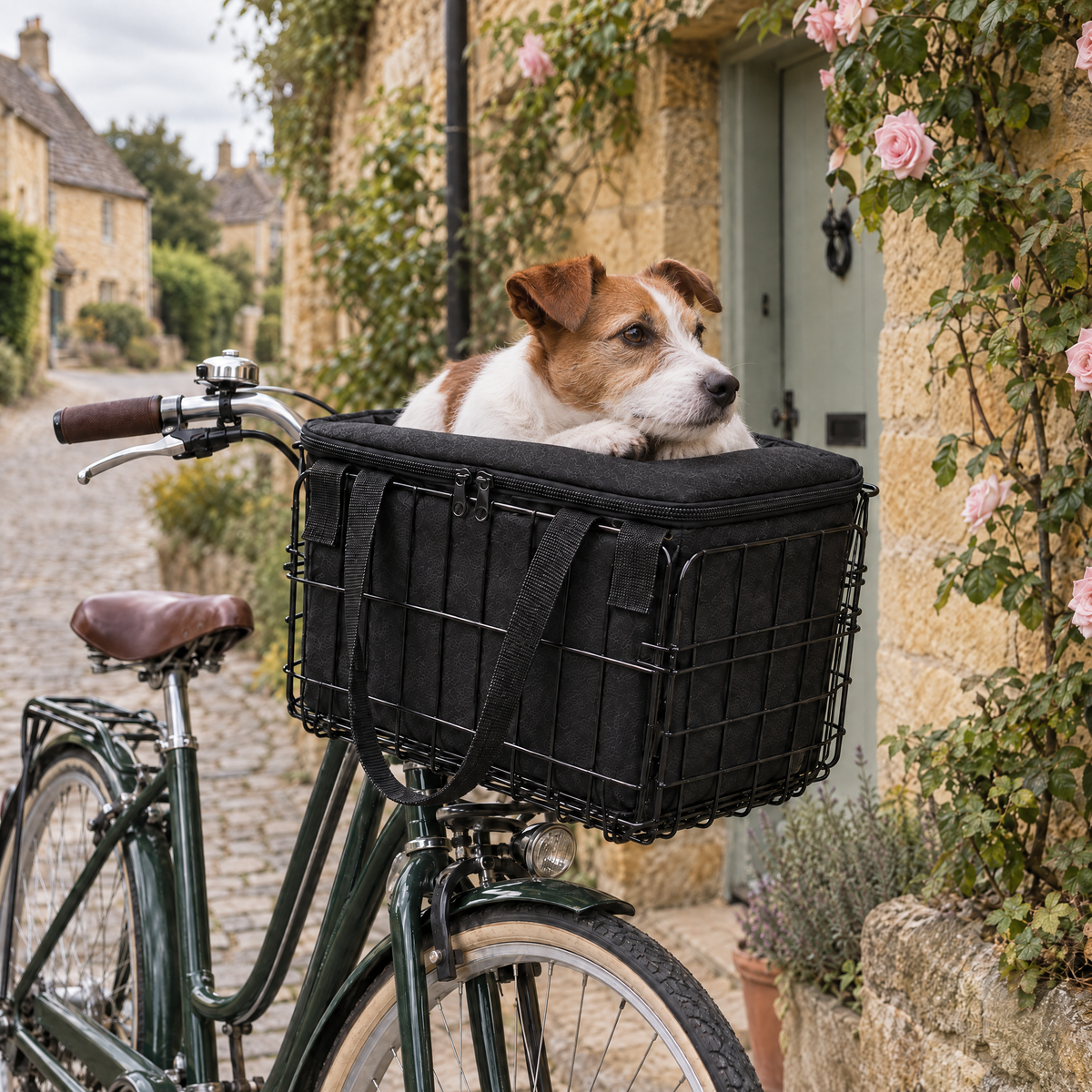 Pendle Folding Dog Bike Basket for Small Dogs with Mounting Hardware – close detail | The Fernby